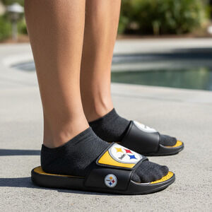 FOCO Pittsburgh Steelers Colorblock Big Logo Gel Slides Men’s NFL Sandals Size S